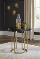 Corliss Round Coffee Table Americano And Rose Brass