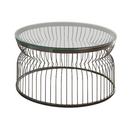 Grayson Round Glass Top Coffee Table Black Nickel