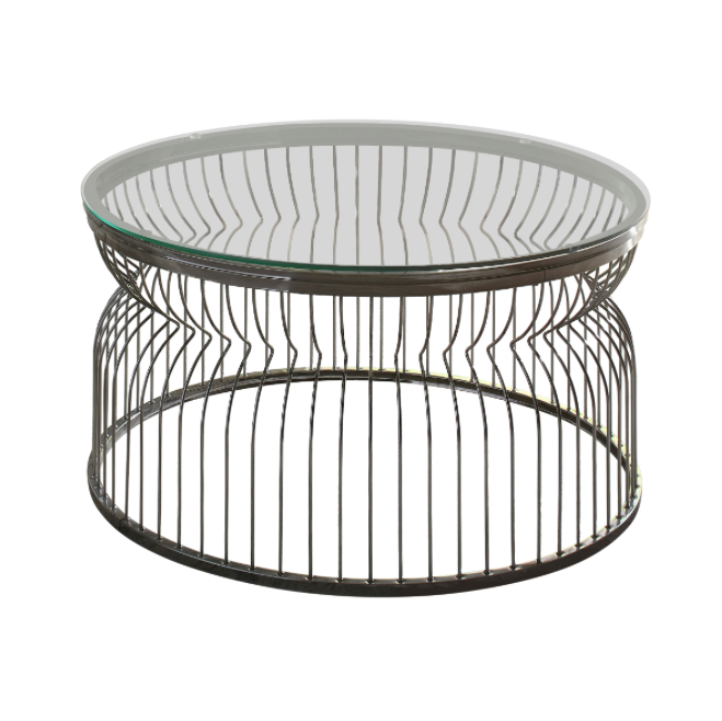 Grayson Round Glass Top Coffee Table Black Nickel