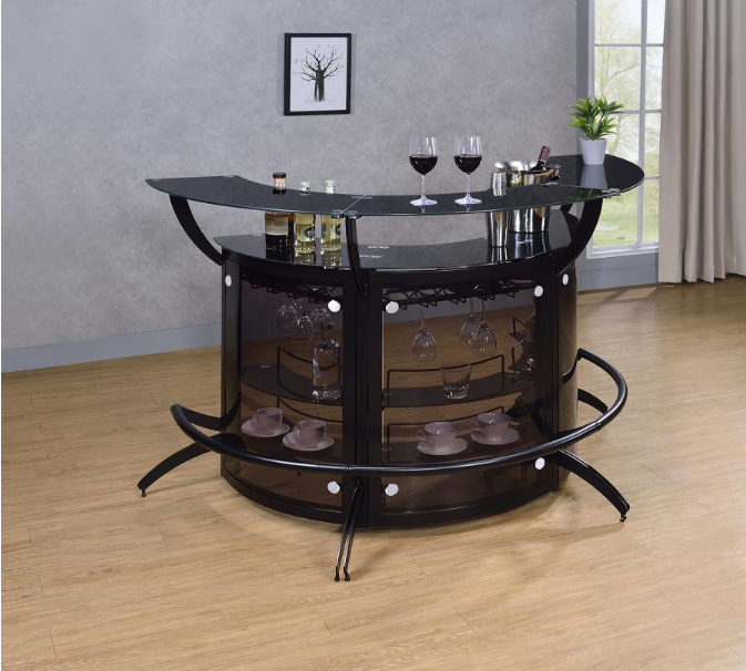 Bar Unit Smoked And Black 3-Bottle Wine Rack