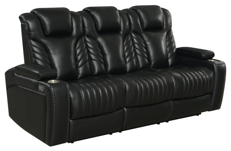 Bismark 3-Piece Living Room Set With Power Headrest Black