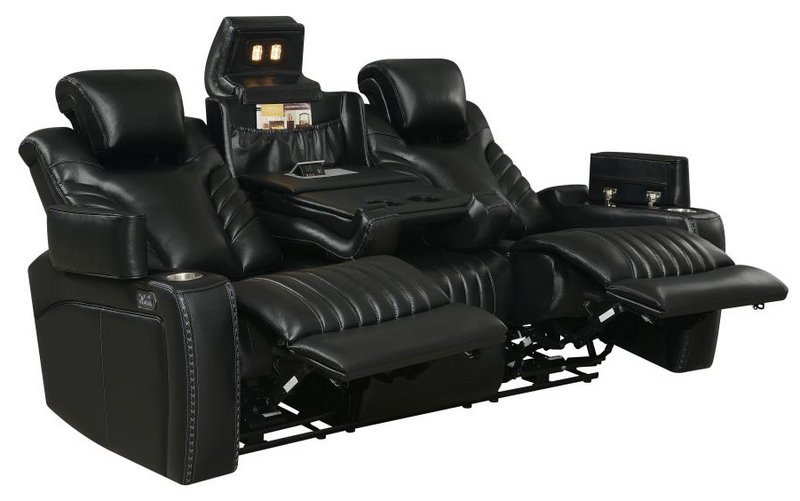 Bismark 3-Piece Living Room Set With Power Headrest Black
