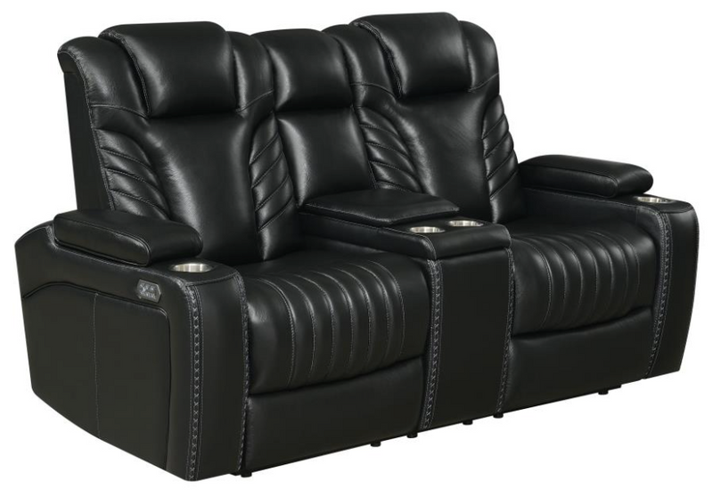 Bismark 3-Piece Living Room Set With Power Headrest Black