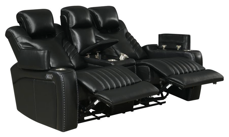 Bismark 3-Piece Living Room Set With Power Headrest Black