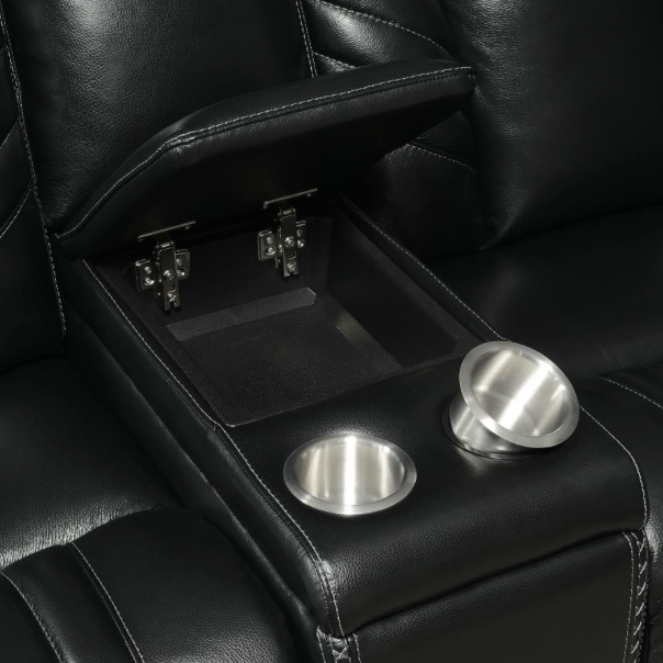 Bismark 3-Piece Living Room Set With Power Headrest Black