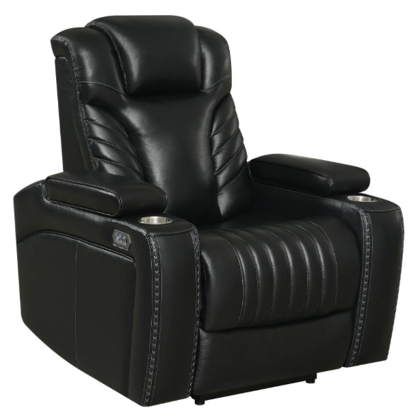 Bismark 3-Piece Living Room Set With Power Headrest Black