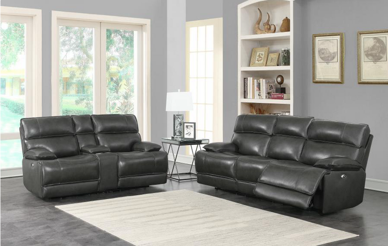 Stanford Cushion Back Power Sofa Charcoal