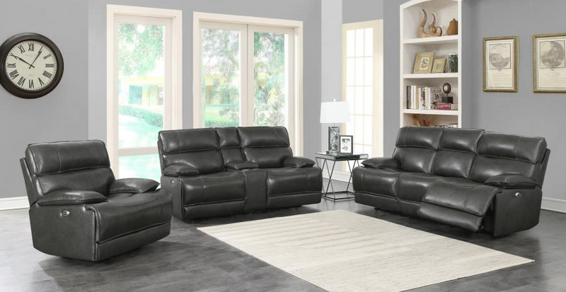 Stanford Cushion Back Power Sofa Charcoal