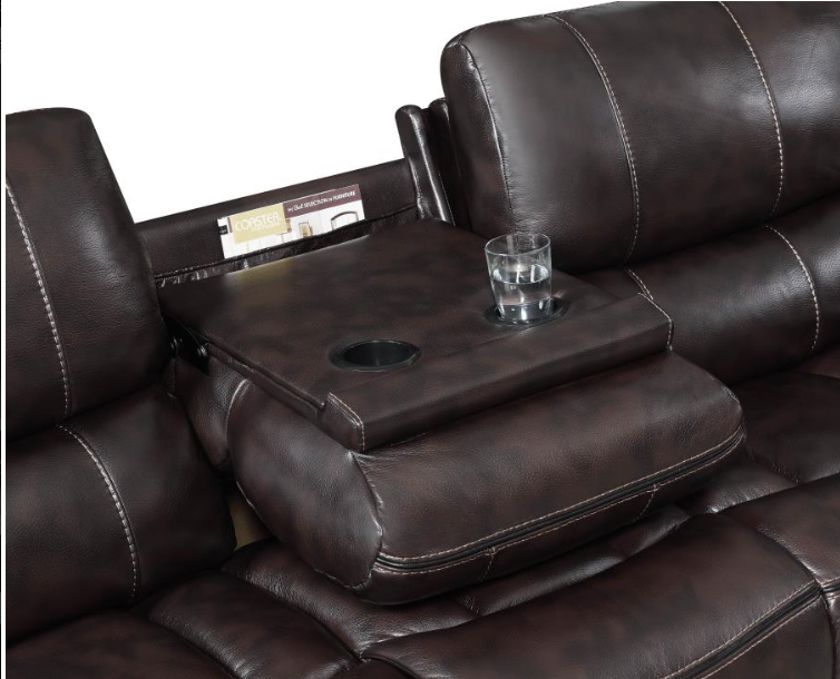 Willemse Motion Sofa With Drop-Down Table Dark Brown