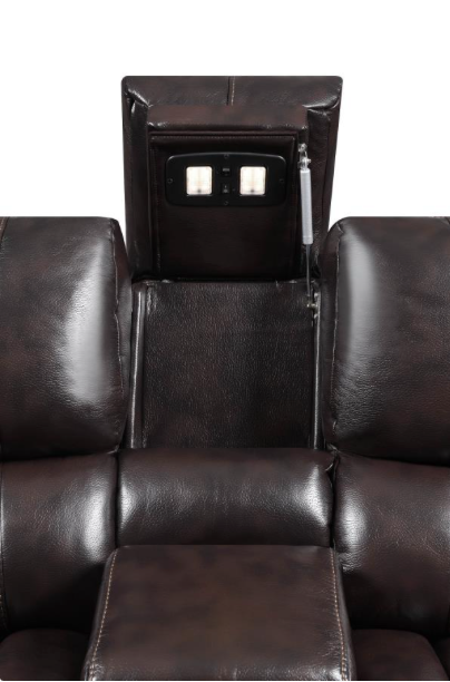 Willemse Motion Sofa With Drop-Down Table Dark Brown