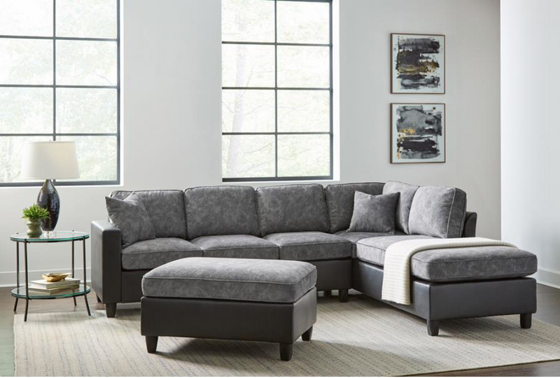Sectional 2 PC Set and Ottoman