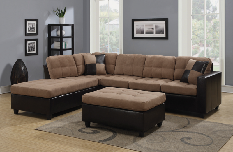 Mallory Upholstered Sectional Tan And Dark Brown