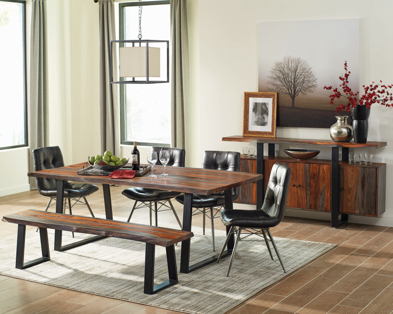 Ditman Live Edge Dining Table Grey Sheesham And Black