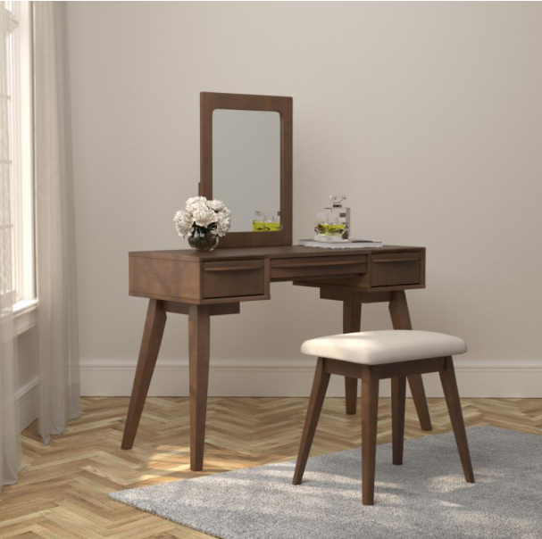 Vanity Set With 3-Drawer Medium Brown 2 PC SET