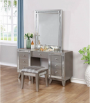 Leighton Vanity Desk And Stool Metallic Mercury