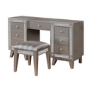 Leighton Vanity Desk And Stool Metallic Mercury