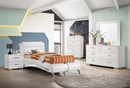 Twin Upholstered Platform Bed Glossy White