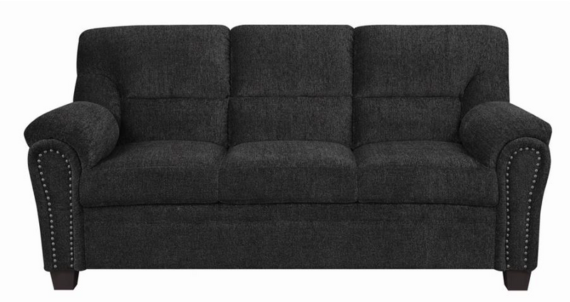 Clemintine Upholstered Sofa With Nailhead Trim Graphite