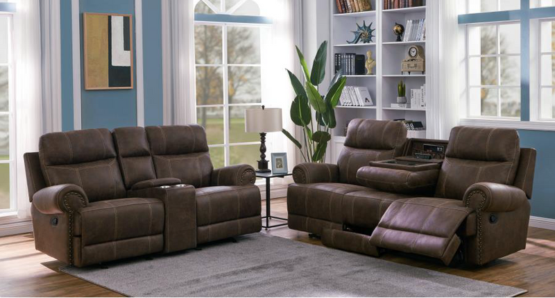 Brixton Upholstered Motion With Cup Holders Buckskin. 3 PC SET