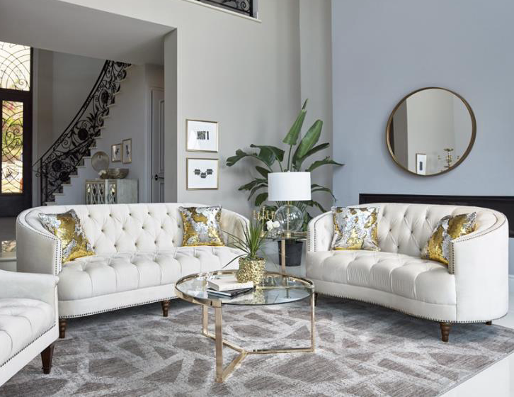 Avonlea 3-Piece Upholstered Sloped Arm Living Room Set Off White