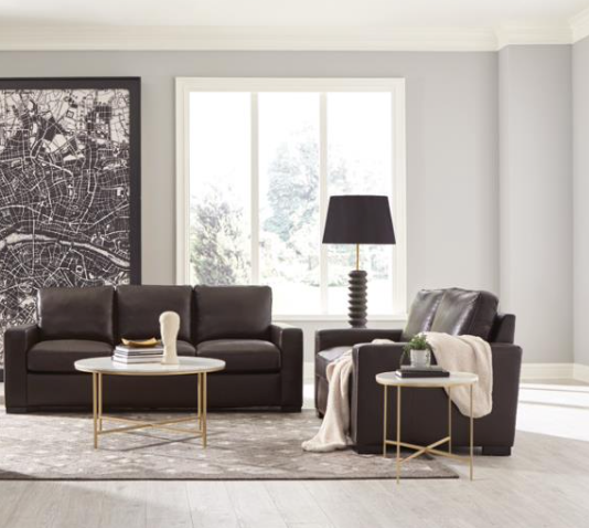 Boardmead 3-Piece Track Arms Living Room Set Dark Brown Leather Main