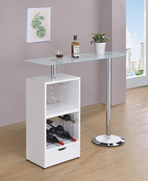 Drawer Bar Table Glossy Black