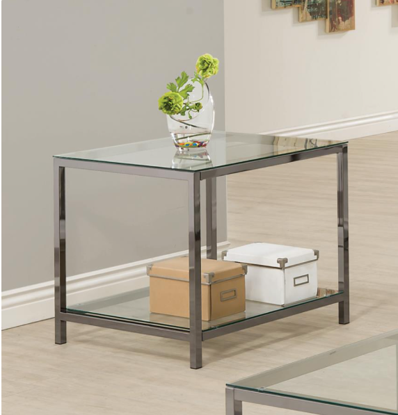 Ontario Coffee Table With Glass Shelf Black Nickel