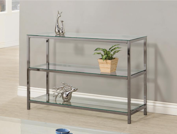 Ontario Coffee Table With Glass Shelf Black Nickel
