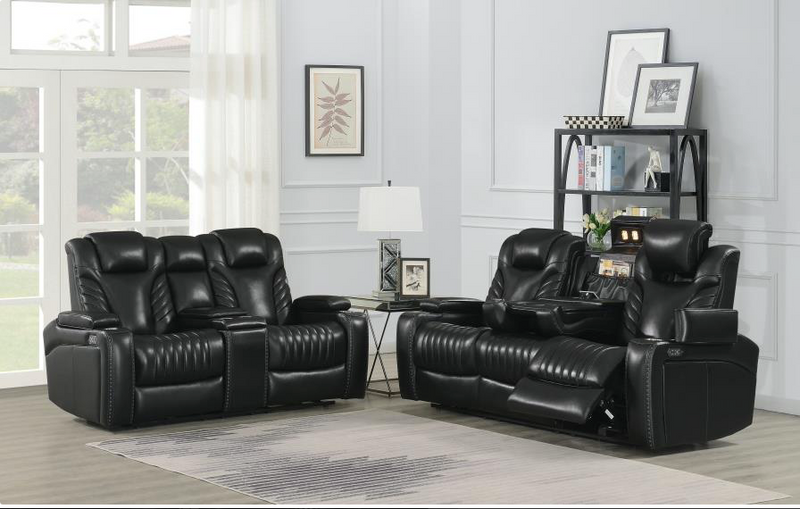 Bismark 3-Piece Living Room Set With Power Headrest Black
