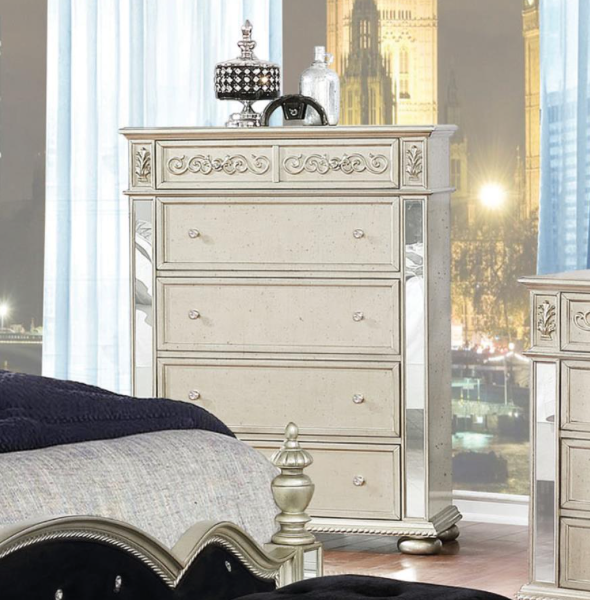 Heidi Eastern King Upholstered Poster Bed Metallic Platinum