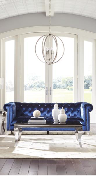 Bleker 2-Piece Tuxedo Arm Living Room Set Blue