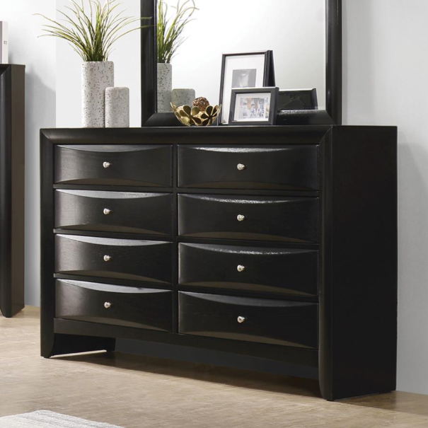 Briana Queen Upholstered Panel Bed Black