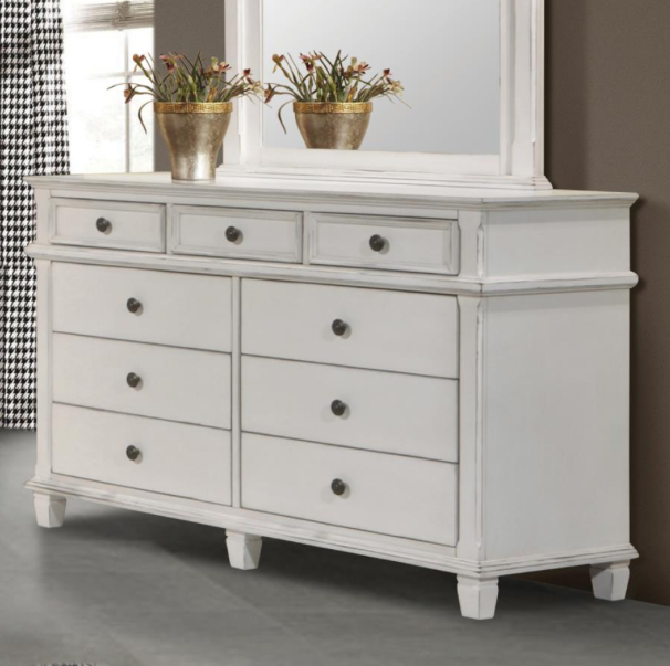 Carolina Queen Panel Bed Antique White.