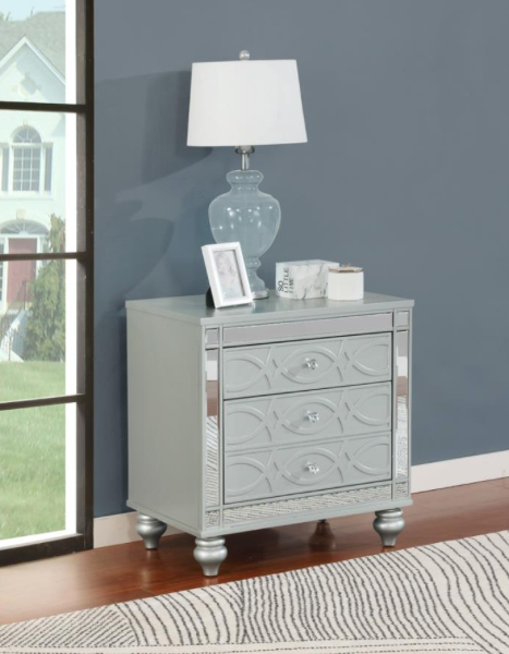 Gunnison Queen Panel Bed With LED Lighting Silver Metallic