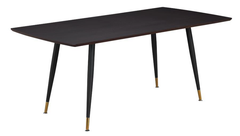 Bellance Dining Room  Set With Metal Legs Walnut And Black, Chair Grey.