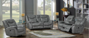 Conrad Upholstered Power Sofa With Drop-Down Table Grey