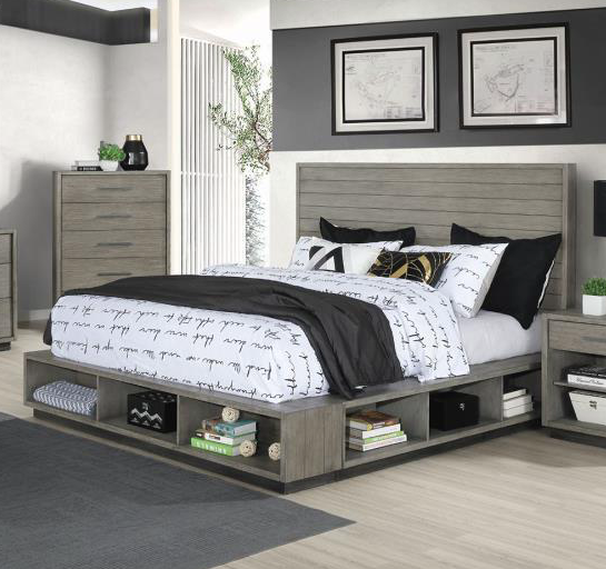Derbyshire 5-Piece Queen Storage Bedroom Set Grey Oak
