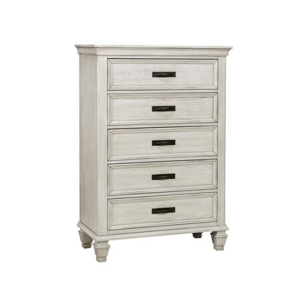 Franco Queen Panel Bed Antique White.