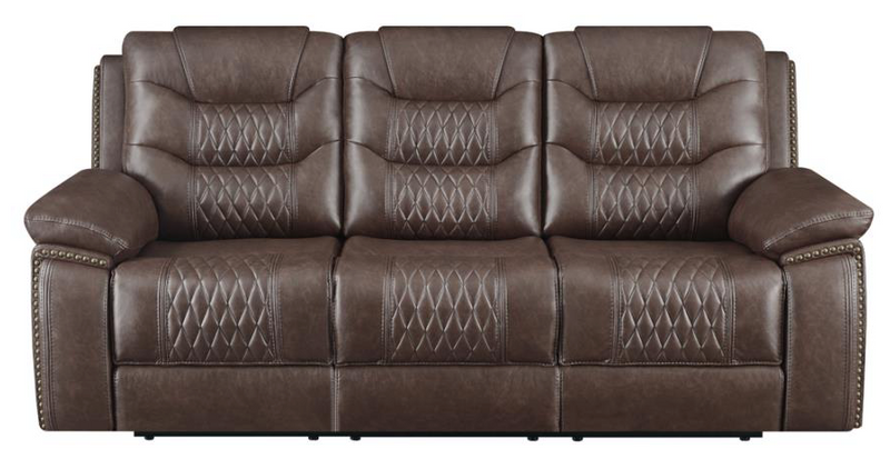 Flamenco 3-Piece Tufted Upholstered Motion Living Room Set Brown