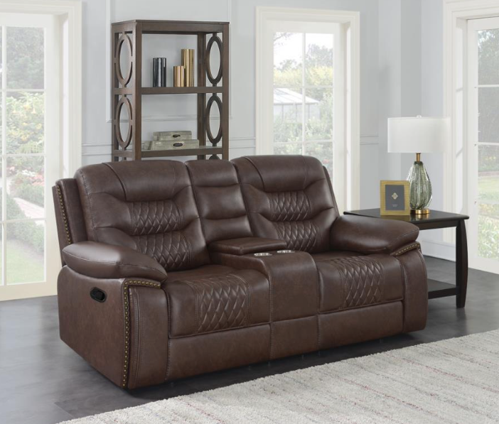 Flamenco 3-Piece Tufted Upholstered Motion Living Room Set Brown