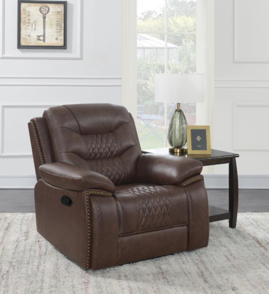 Flamenco 3-Piece Tufted Upholstered Motion Living Room Set Brown