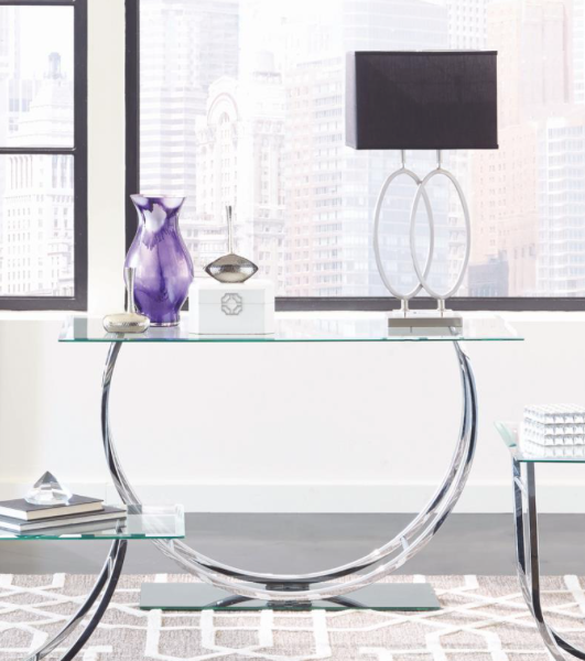 U-Shaped Coffee Table Chrome And 2 End Table. 3 PC SET