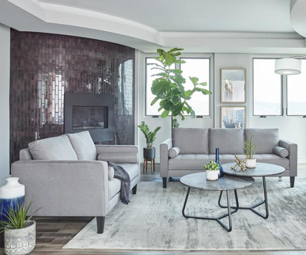 Lennox Track Arm Upholstered Loveseat Charcoal