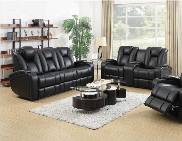 Delange Power Sofa With Headrests Black