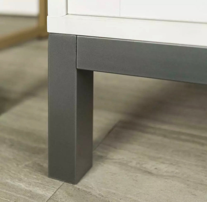 Avenue Wood Fireplace TV Console with Metal Legs - White. 52"