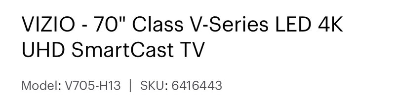 VIZIO - 70” Class V-Serie LED 4K UHD SmartCast TV.