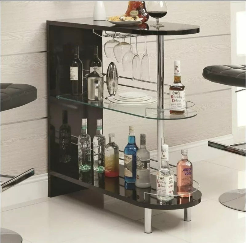 Pub Set with Pub Table and (Set of 2) Bar Stools in Black