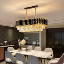 Rectangle Crystal Chandelier Luxury Black Pendant Lamp