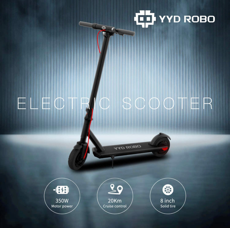 YYD ROBO Electric Kick Scooter for Adults - 350W Brushless Motor Max Speed 18.64mph,Max Load 264lbs One-Step Fold for Commute and Travel