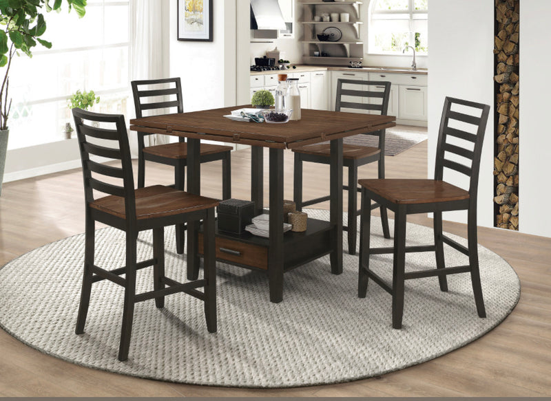 Sanford 5-Piece Round Counter Dining Set Cinnamon And Espresso